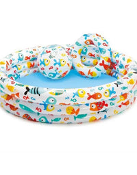 Intex Fish Printed Swimming Pool With Beach Ball & Ring For Kids (4ft)

