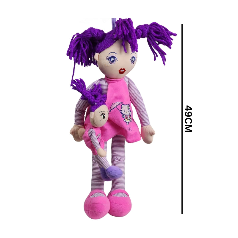 Cute Pink Doll With Purple Hair Stuff Toy 49Cm Premium Pre-loved