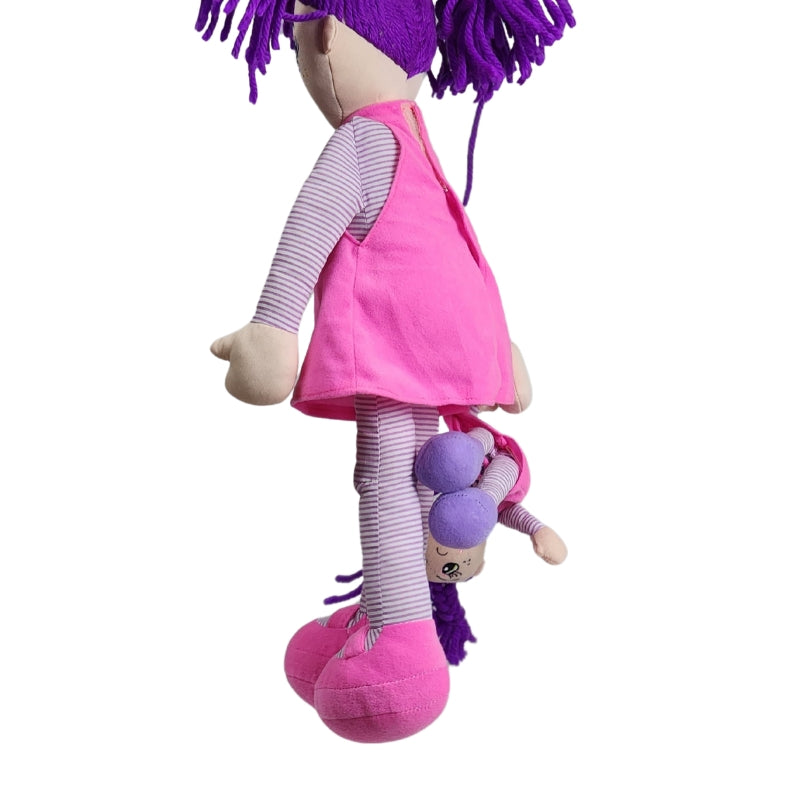 Cute Pink Doll With Purple Hair Stuff Toy 49Cm Premium Pre-loved