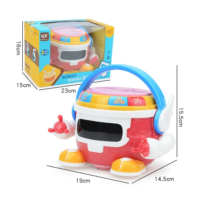 Electric Robotic Drum With Lights & Sound Toy For Kids