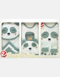 Elegant Panda Newborn Baby Gift Set - 10 Pcs - Green
