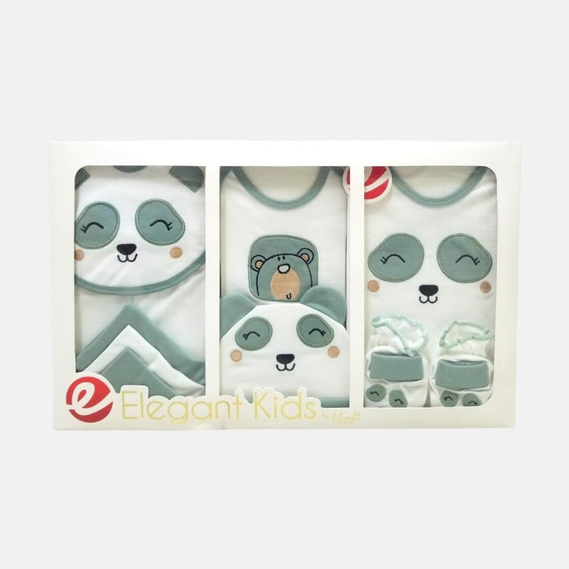 Elegant Panda Newborn Baby Gift Set - 10 Pcs - Green