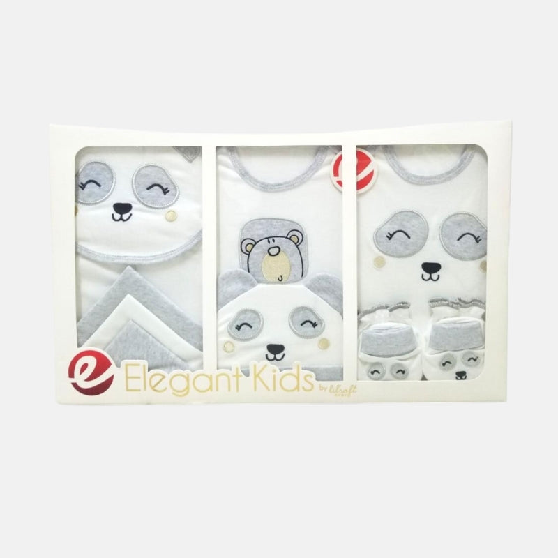 Elegant Panda Newborn Baby Gift Set - 10 Pcs - Gray