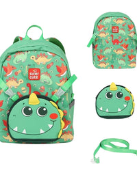 Children's Dinosaur Lightweight Backpack With Pencil Bag Included - Green (27*33*13 cm)
