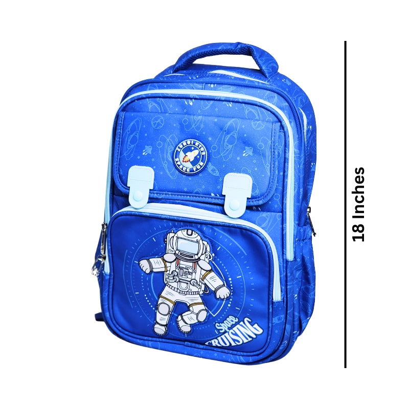 Astronaut Design Backpack For kids - 18 Inches (1198) (Blue)