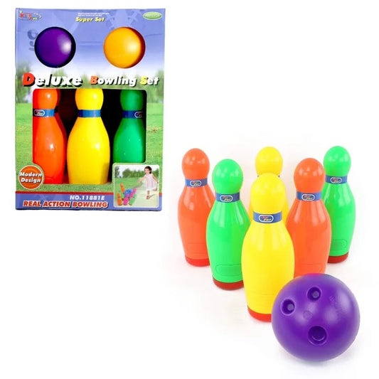 Kids Bowling Game Set – Includes Colorful Pins & 2 Balls for Indoor and Outdoor Fun Assorted colors