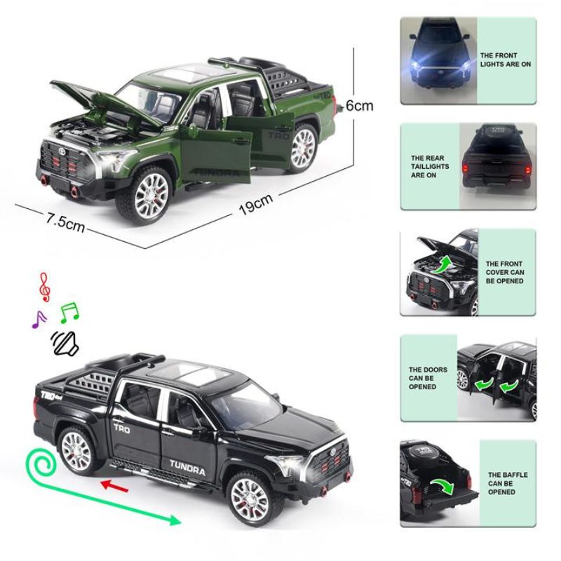 Toyota Tundra Diecast Alloy Car Model 1:24 Scale With Light And Music