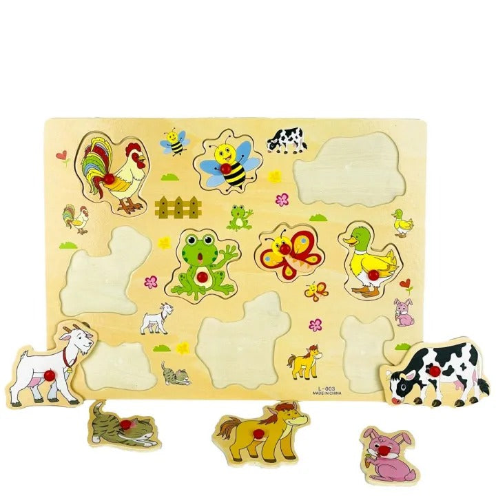 Wooden Farm Animal Puzzle Fun Educational Toys for Kids