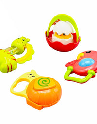 4 Pcs Baby Rattle & Teether Early Education Toy (Deal)
