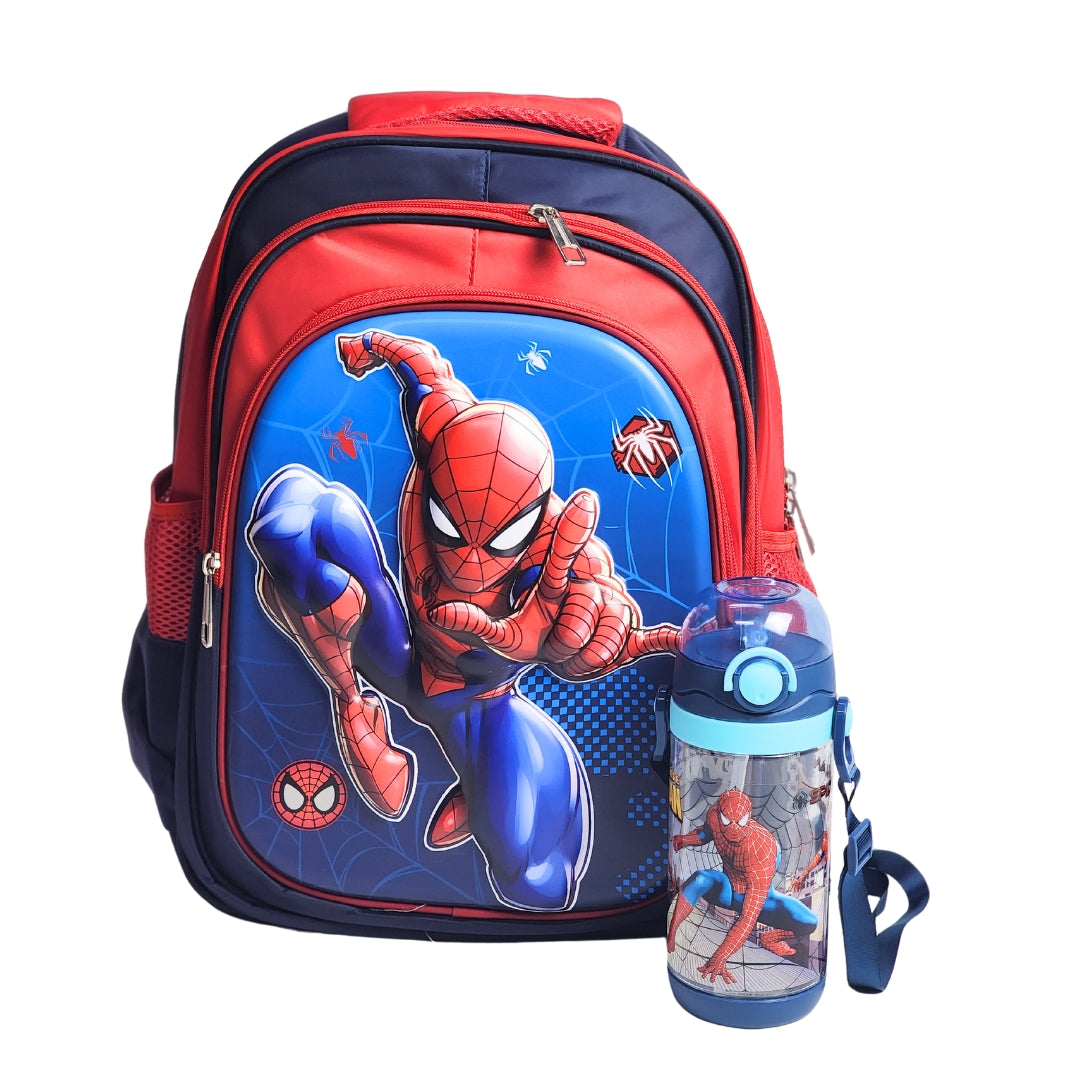 Spiderman Themed School Backpack With Water Sipper For Kids