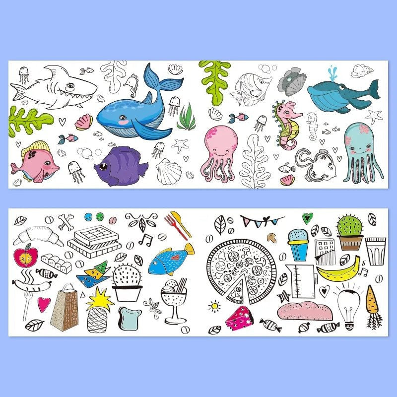 Kids 6m Coloring Drawing Roll – Fun Stickers for Creative Play