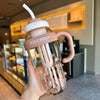 Ice Cream Design Water Bottle Cup With Handle Straw