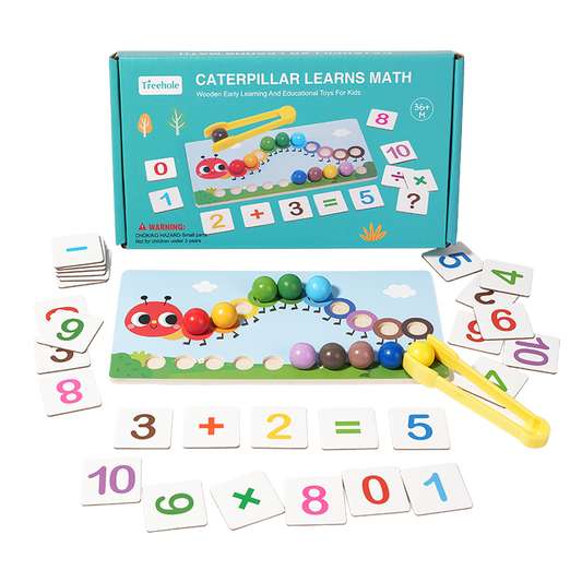 Wooden caterpillar Learn math bead set Concentration training Early education children's toy