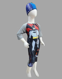 Batman Zipper Swimming Costume With Cap For Kids
