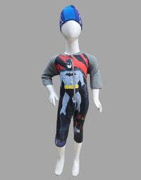 Batman Zipper Swimming Costume With Cap For Kids
