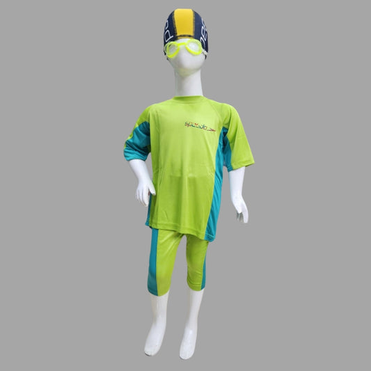 Speedo 2 Piece Swimming Costume With Cap For Kids