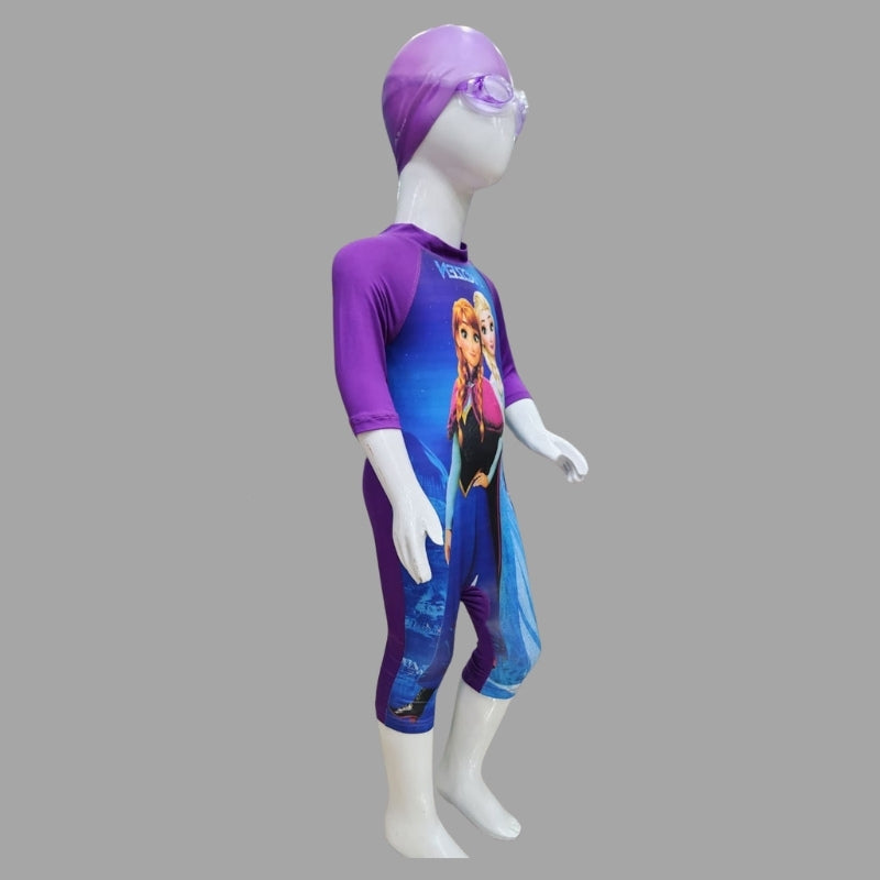 Frozen Swimming Costume With Cap For Girls