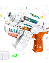 Bubble Gun With 2 Bottles Of Bubble Solution, Music & Light Toy For Kids
