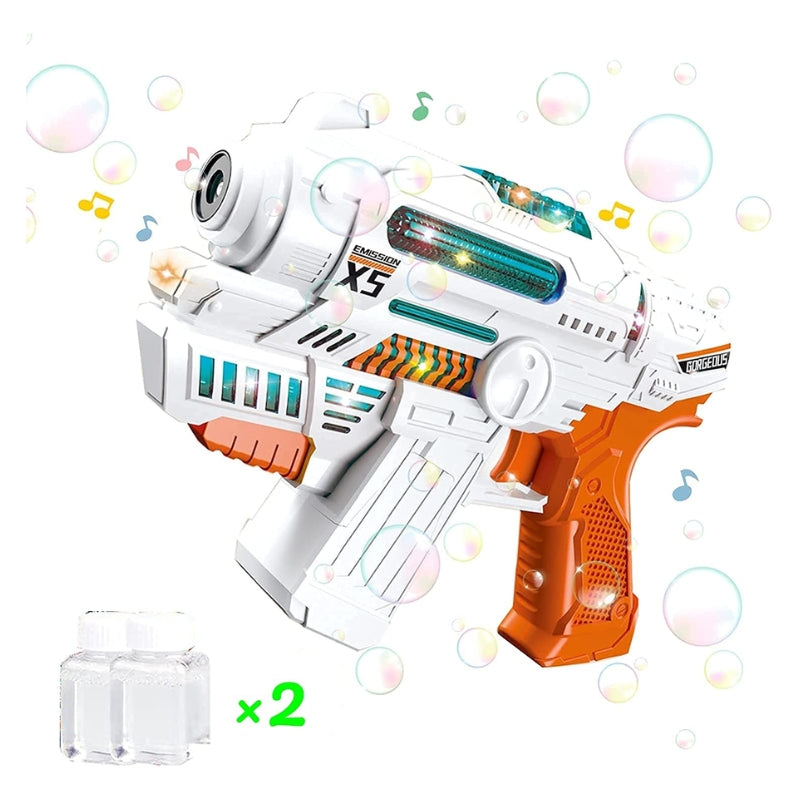 Bubble Gun With 2 Bottles Of Bubble Solution, Music & Light Toy For Kids