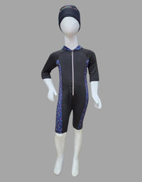 Zipper Swimming Costume With Cap For Kids
