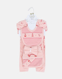 Newborn Starter Boat Print Suit Pack of 9 - Pink
