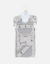Newborn Starter Boat Print Suit Pack of 9 - Gray
