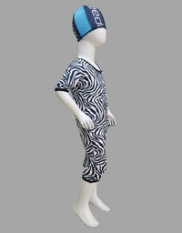 Zebra Swimming Costume Lycra Fabric With Cap For Kids
