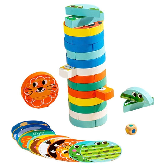 Animals Tumble Tower Wooden Blocks Stacking Game For Kids