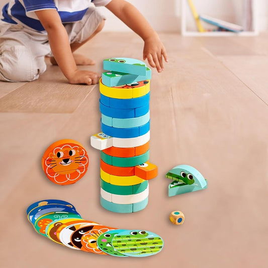 Animals Tumble Tower Wooden Blocks Stacking Game For Kids