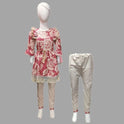 Multicolor Printed Cotton Fabric Kurti With Plain Pajama For Girls