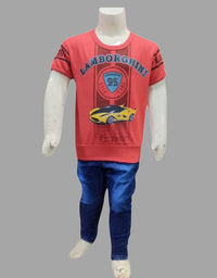 Stylish Car T-Shirt With Denim Pants For Boys
