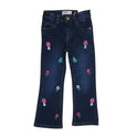 Flair-Fit Stretchable Blue Jeans With Mushroom Embroidery For Girls
