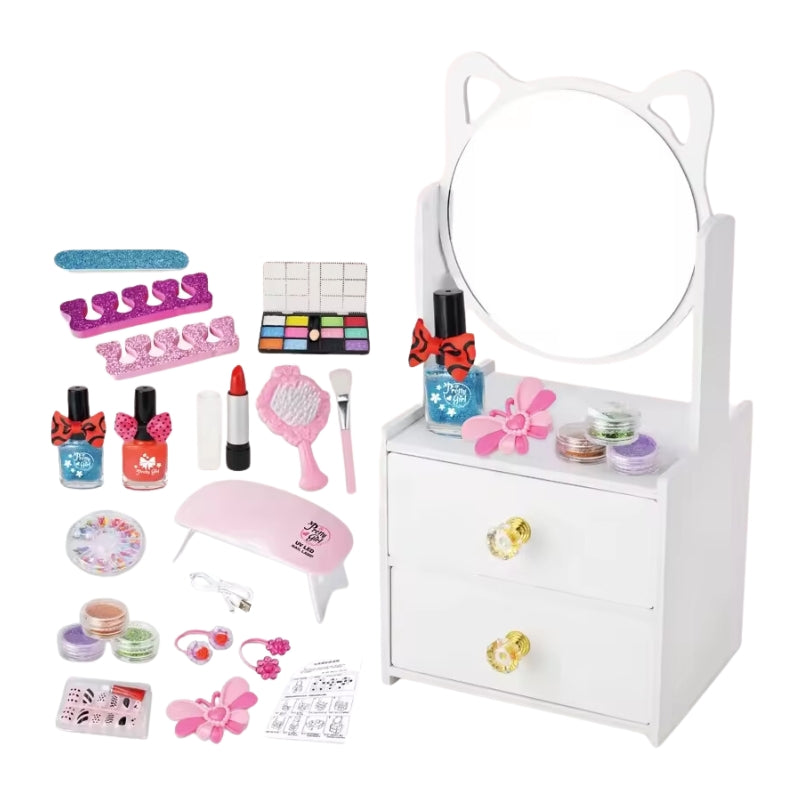 DIY Princess Dressing Table With Makeup Set For Girls - 21+Pcs