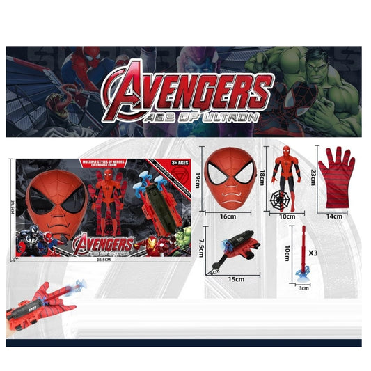 Spider Super Hero Action Set – Spider-Man Mask, Launcher Blaster, Glove & Action Figure Kit