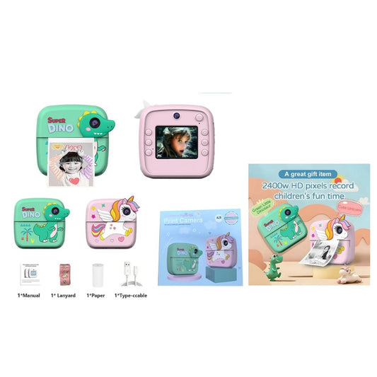 Kids Instant Digital Camera with Dual Camera DSLR Unicorn & Dinosaur Style Camera