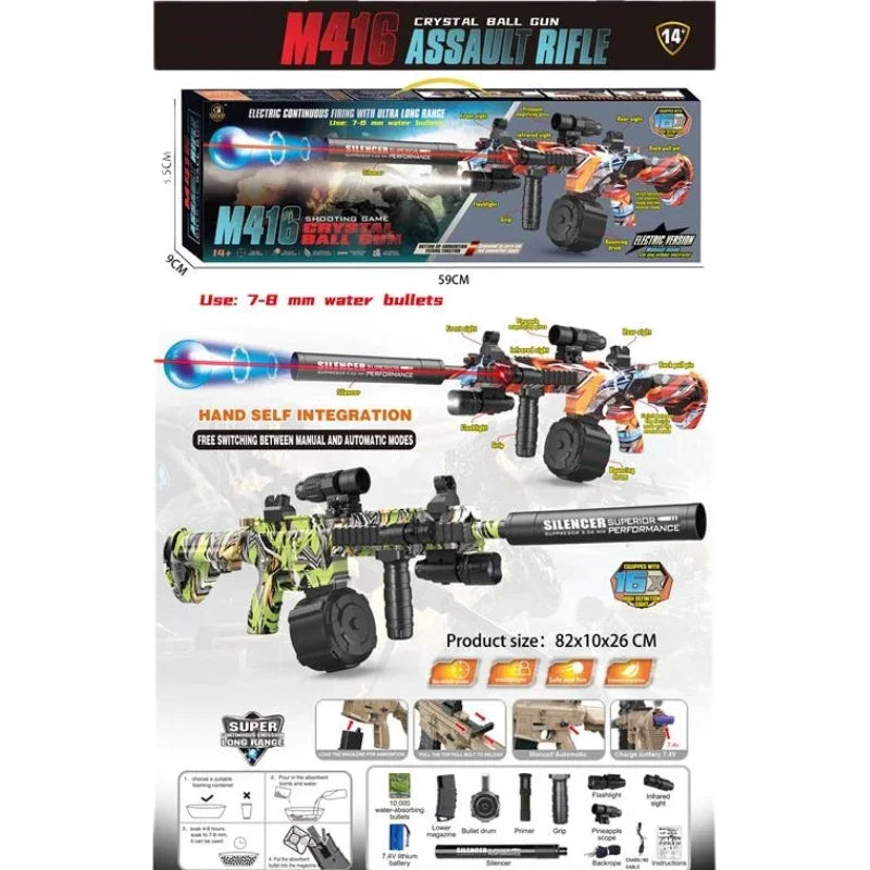 Graffiti M416 Assault Rifle Water Bullet Gun Adjustable Pineapple Scope