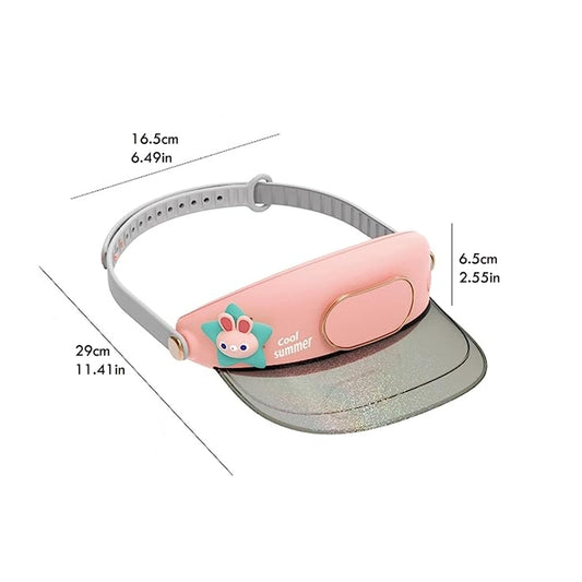 Cooling Fan Visor Hat-Cartoon Design Hat for Outdoor Summer