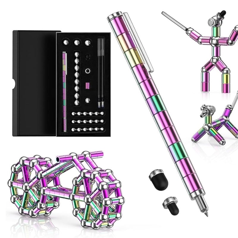 Golden Magnetic Pen with Rings – Multifunctional Fidget Pen Toy