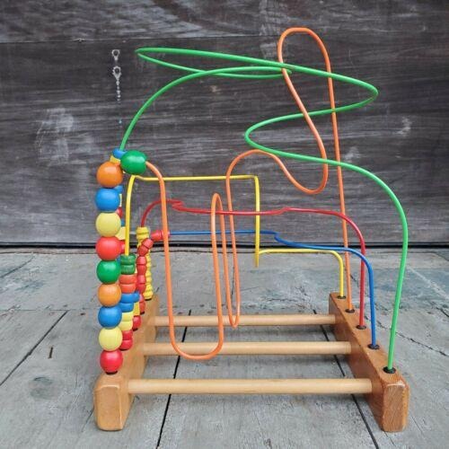 Captivating Wooden Bead Maze Game - Educational Fun with Colorful Bead Tracks for Kids