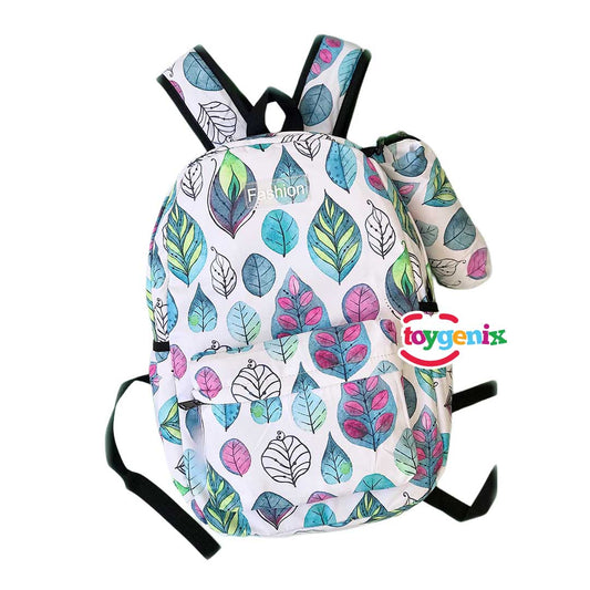 Flower Leaf Printed College Backpack-005