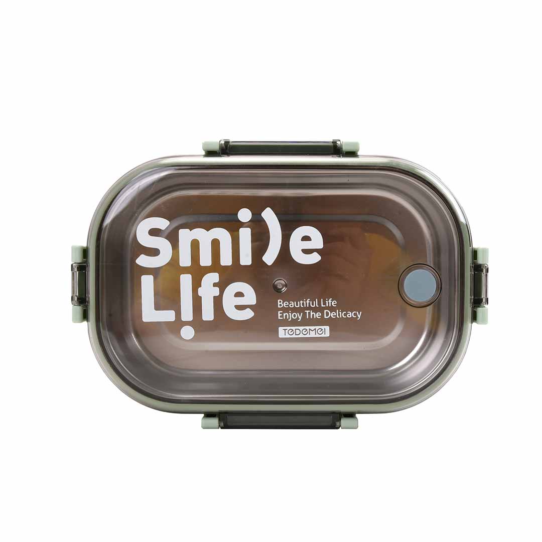 Tedemei Stainless Steel Rectangle Smile Life Lunch Box