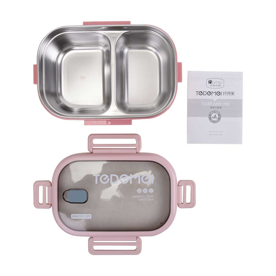 Portable double-layer lunch box with separate box and cutlery set, suitable for Kids