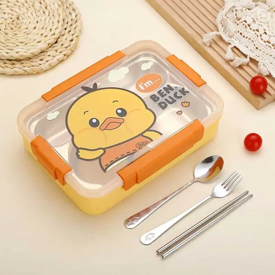 Cartoon Printed 4 Steel Compartments Lunch Box (2539)