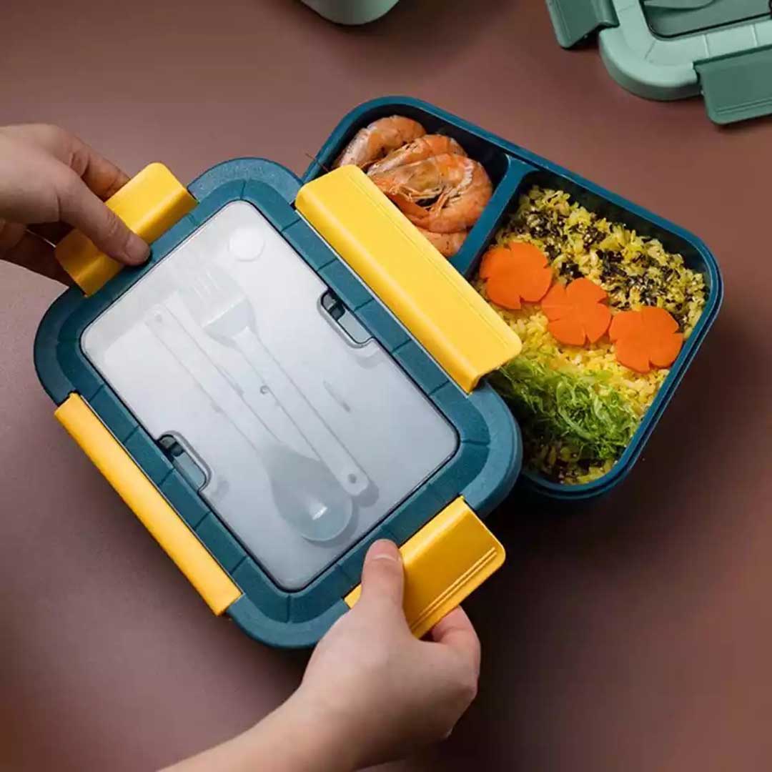Portable Lunch Box With Lid Cutlery Compartment Food Fruit Container Microwave Heating Sealed Lunch
