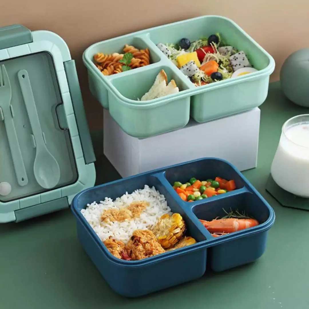 Portable Lunch Box With Lid Cutlery Compartment Food Fruit Container Microwave Heating Sealed Lunch (Deal)