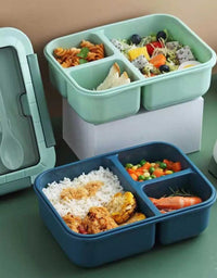 Portable Lunch Box With Lid Cutlery Compartment Food Fruit Container Microwave Heating Sealed Lunch
