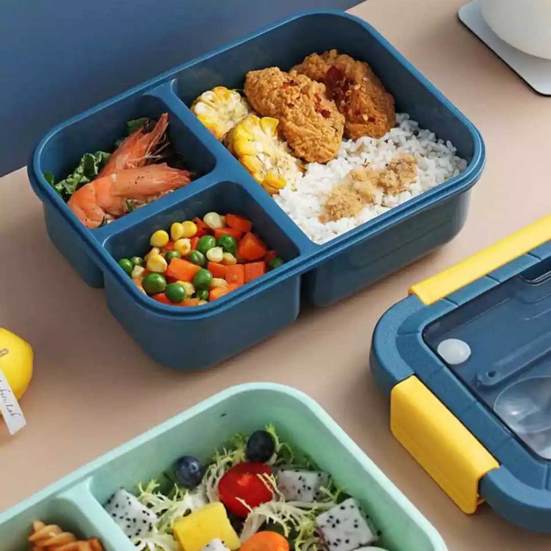 Portable Lunch Box With Lid Cutlery Compartment Food Fruit Container Microwave Heating Sealed Lunch (Deal)